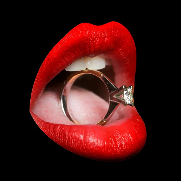 Female lips with ring