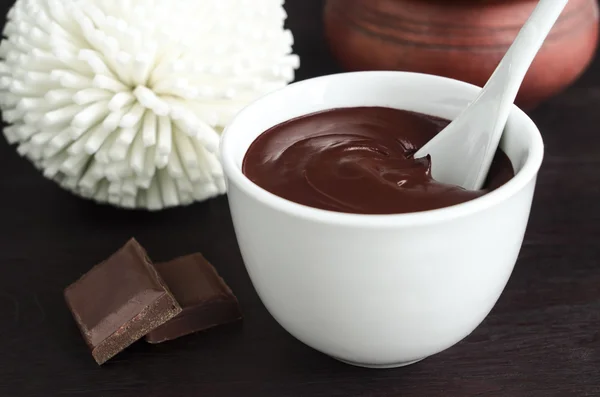 Cocoa (dark chocolate) face and body mask in a bowl