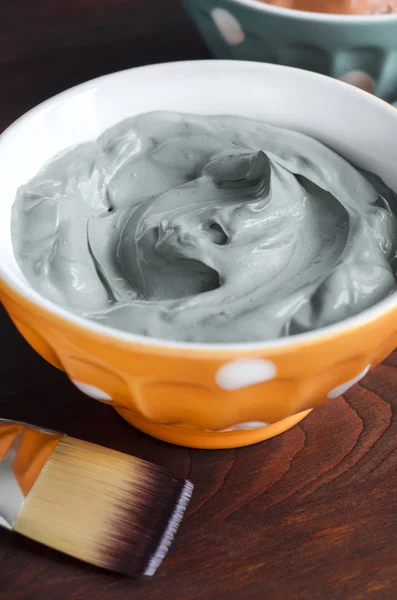 Blue cosmetic clay in a bowl