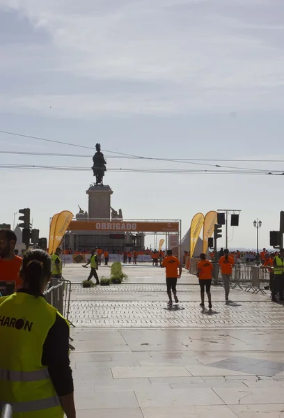 Finish line of Lisbon Marathon in 2014