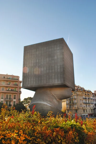 NICE, FRANCE, AUGUST 19: Square Head, modern sculpture-Centra