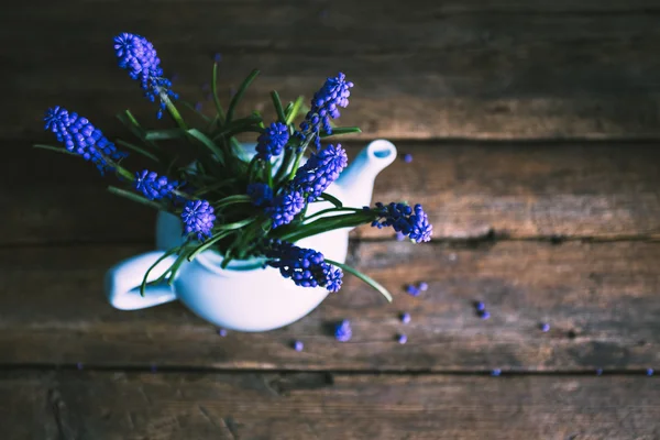 Blue flowers in a vase. Vintage
