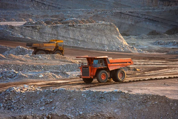 Coal-preparation plant. Big mining truck at work site coal trans