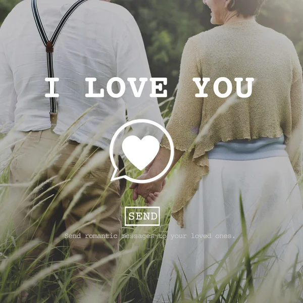 Mature couple on website background