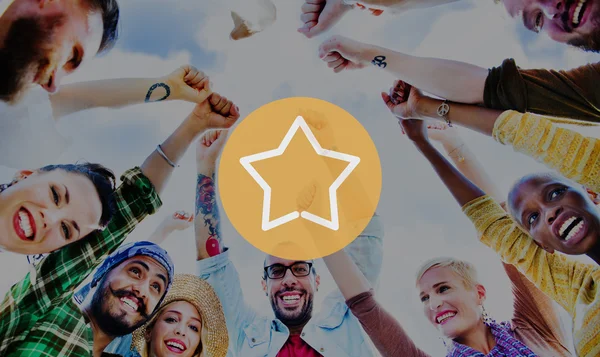 People and Star Good Great Success Concept