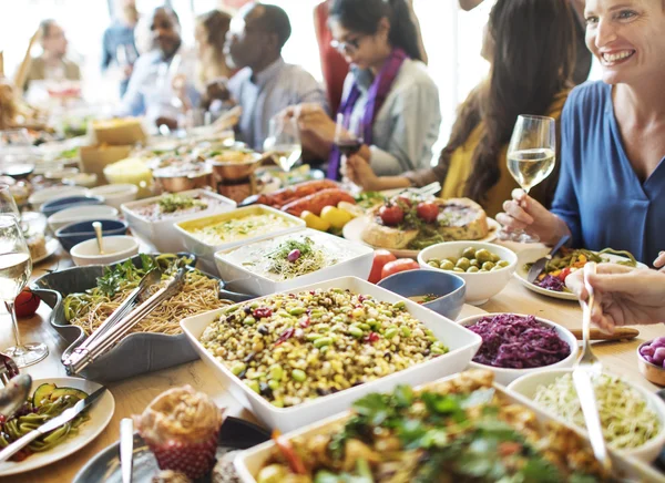 People enjoying food