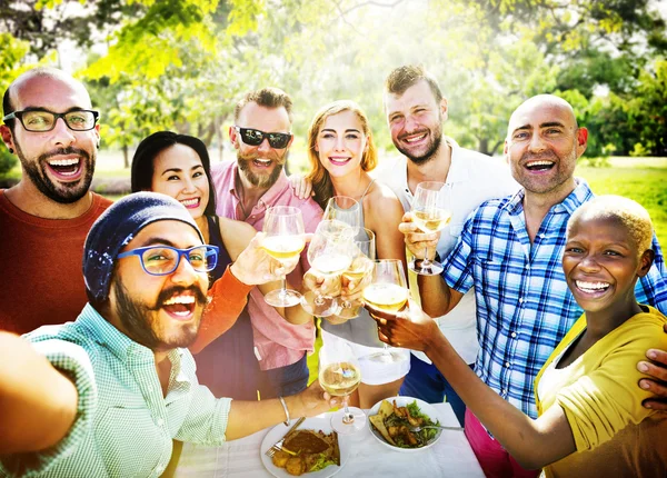 Diverse People at Luncheon Outdoors Concept