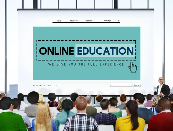 People at seminar and Online Education