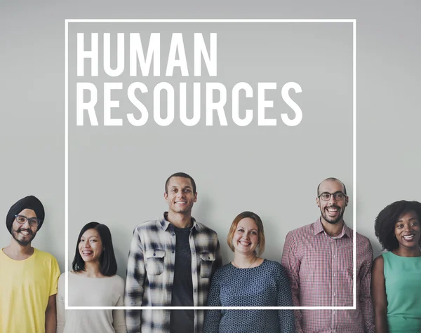 People at gray background with human resources