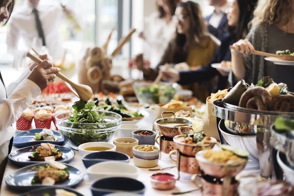 People enjoying food