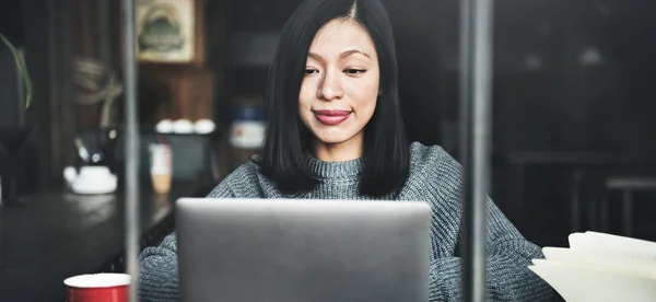 Asian  woman with laptop