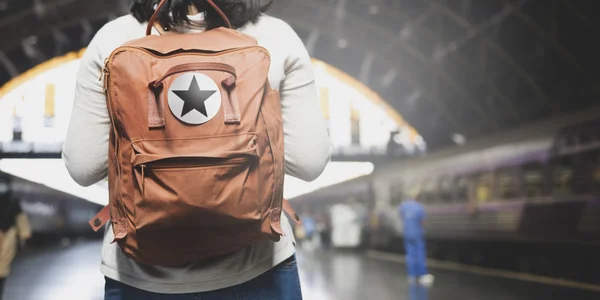 Asian Lady Traveler with Backpack