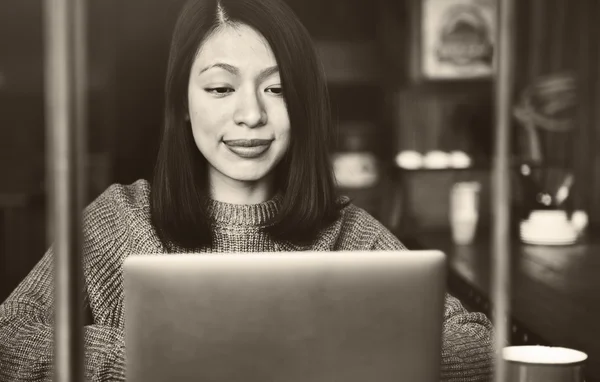 Asian  woman with laptop