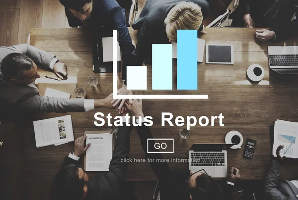 Business people at meeting and status report