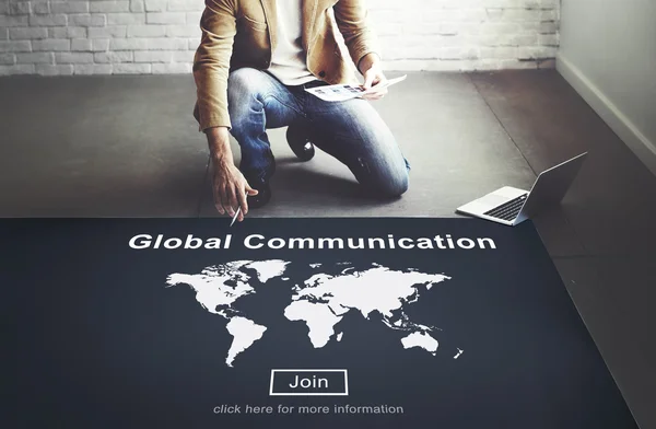 Businessman working with global communication