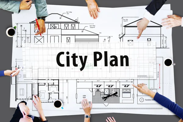 Business People and City Plan Concept