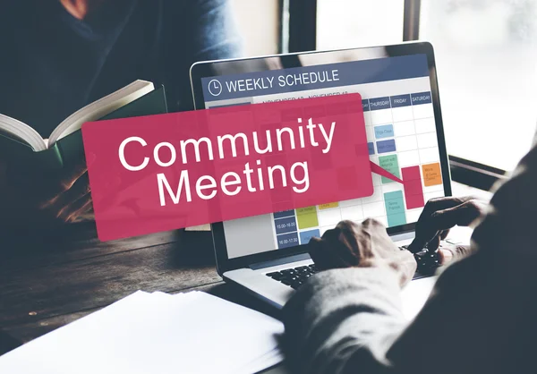 Community meeting on computer monitor
