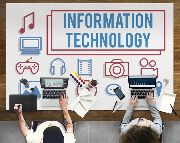 Table with information technology Concept