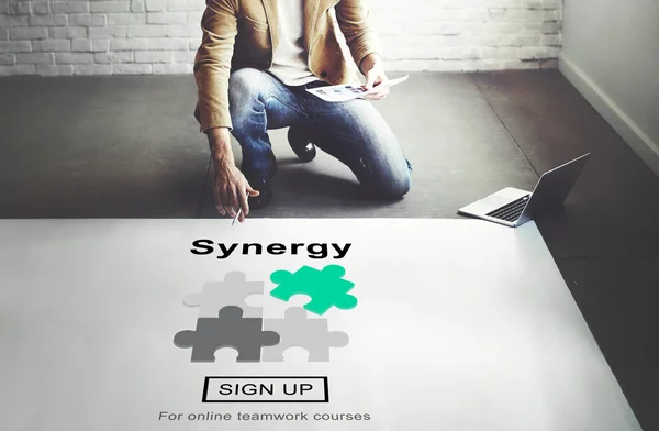 Businessman working with synergy