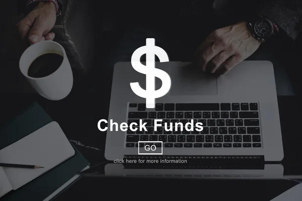 Laptop with check funds concept
