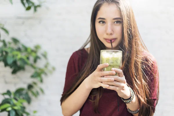 Woman Drinking Green Tea