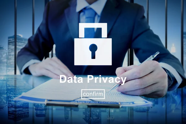 Man working with Data Privacy Concept