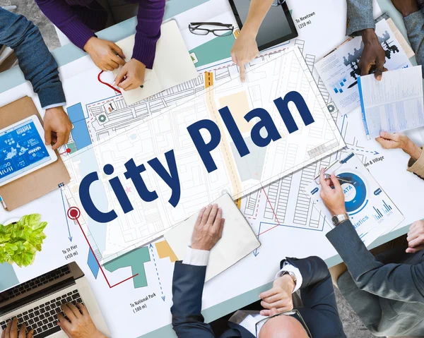 Business People and City Plan Concept