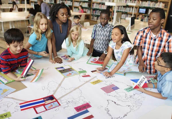 Pupils having lesson at school