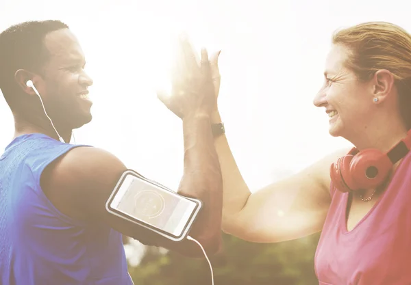 Man and woman doing physical activity together
