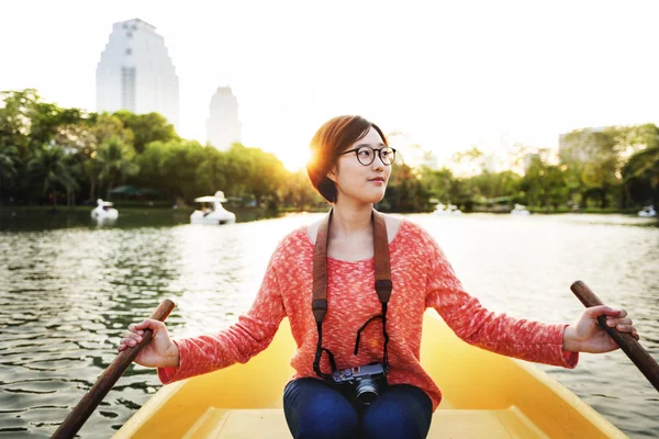 Asian Woman on boat