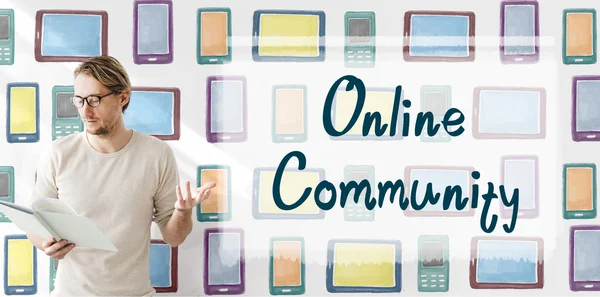 Businessman working with Online Community