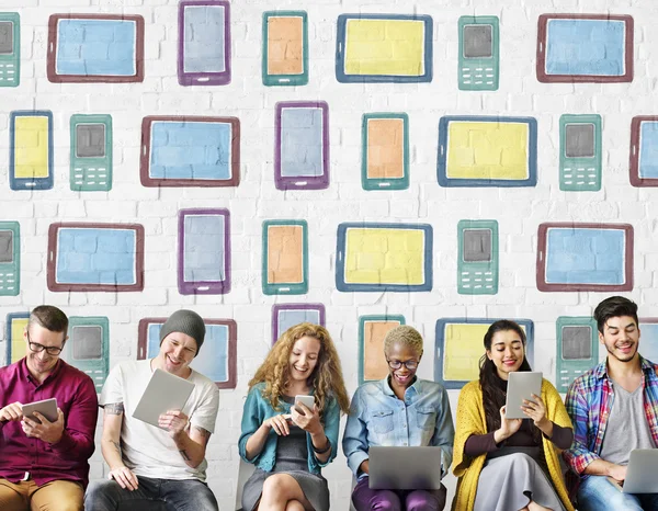 People browsing digital gadgets