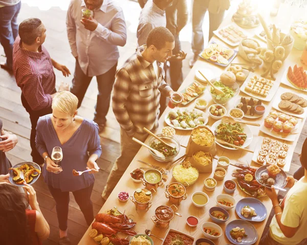 People enjoying food