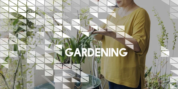 Garden graphic logo and woman