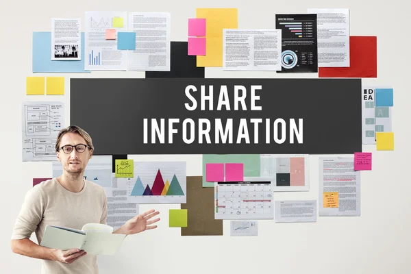 Businessman working with share information