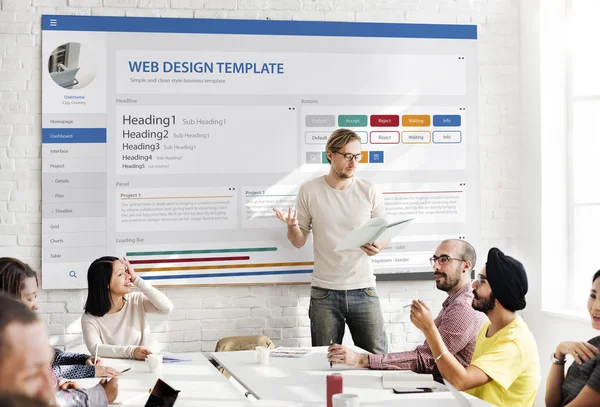 Business meeting with web design