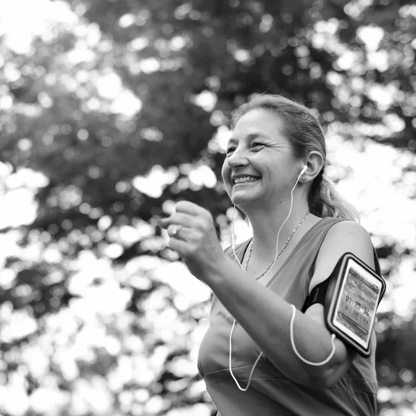 Woman running in park