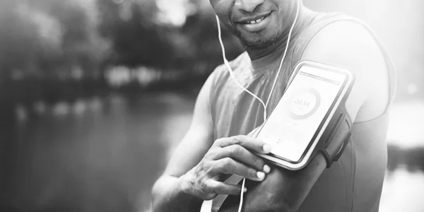 Man running in park