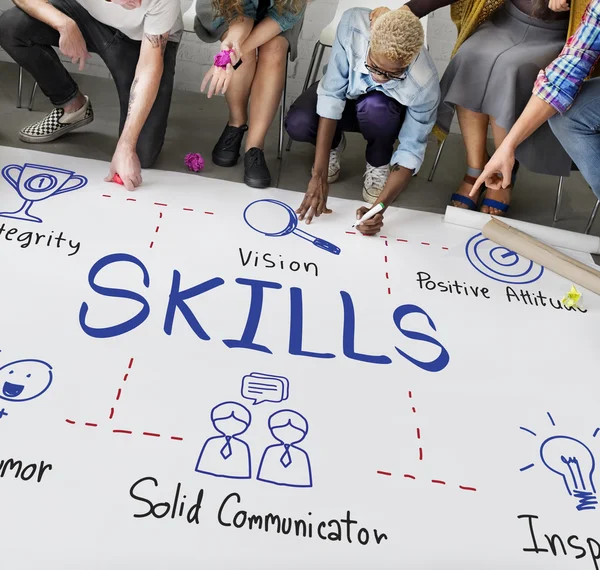 People drawing banner on floor