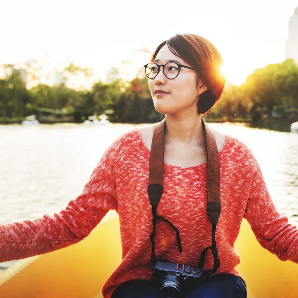 Asian Woman on boat