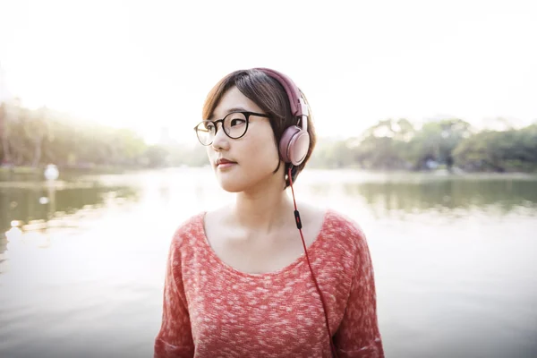 Casual girl with headphones