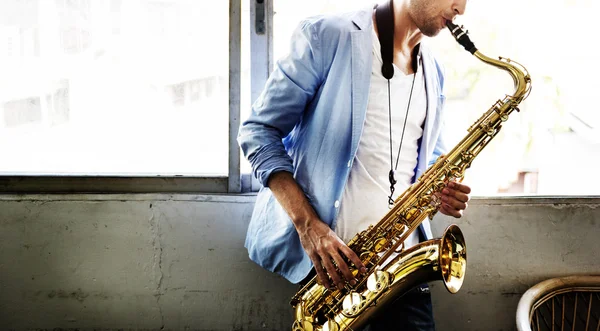Jazzman Playing Saxophone