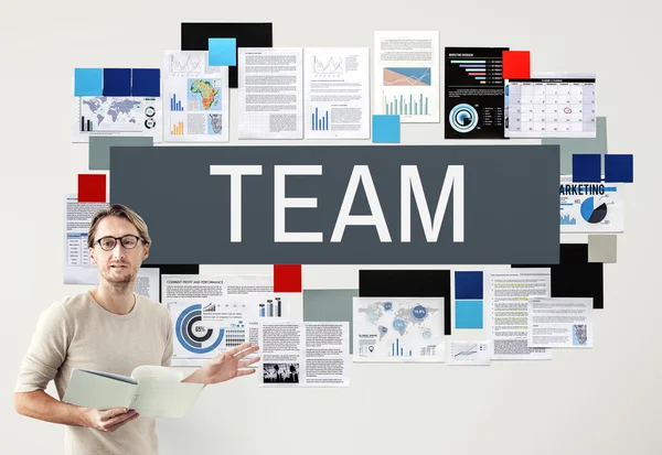 Businessman working with team