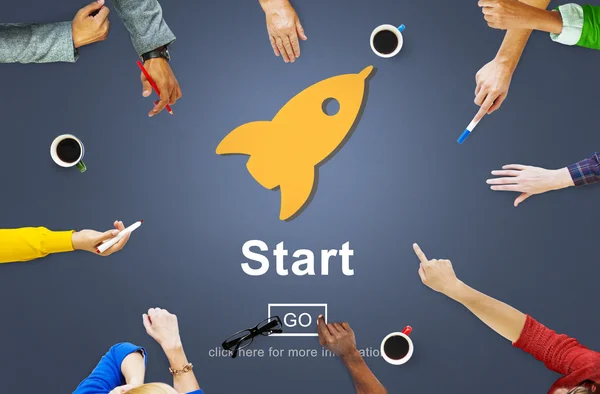 Business People Pointing on Start