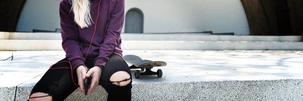 Skater girl in street