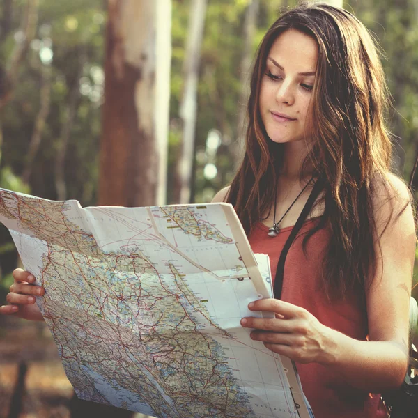 Beautiful girl with map