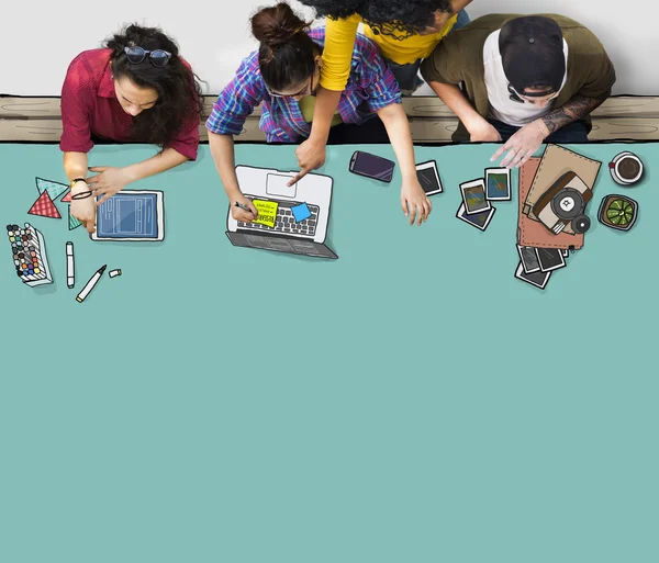 Group of students with digital devices
