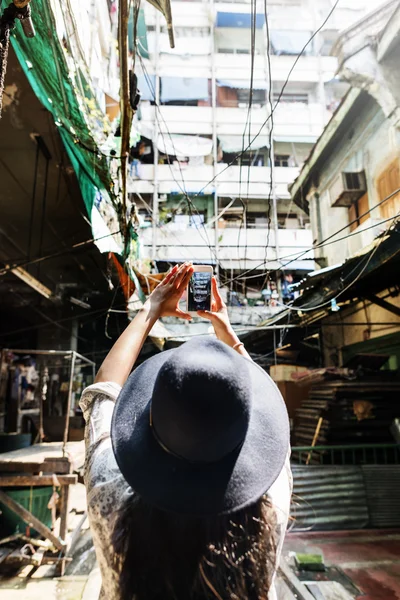 Traveler girl in black hat