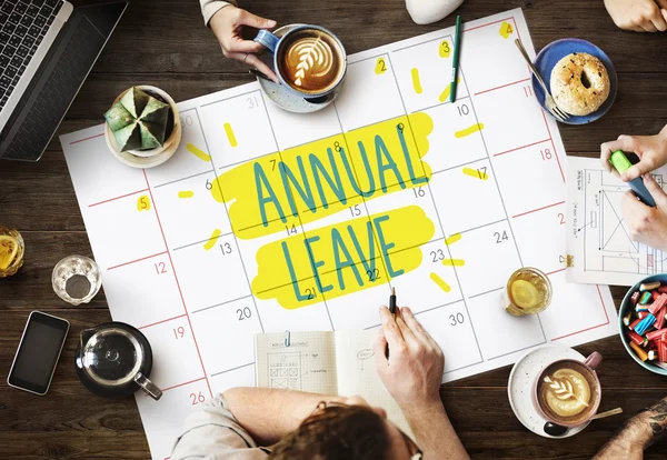 Table with poster with Annual Leave