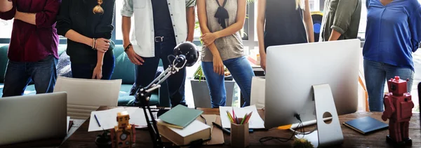 Hipsters working in Contemporary office